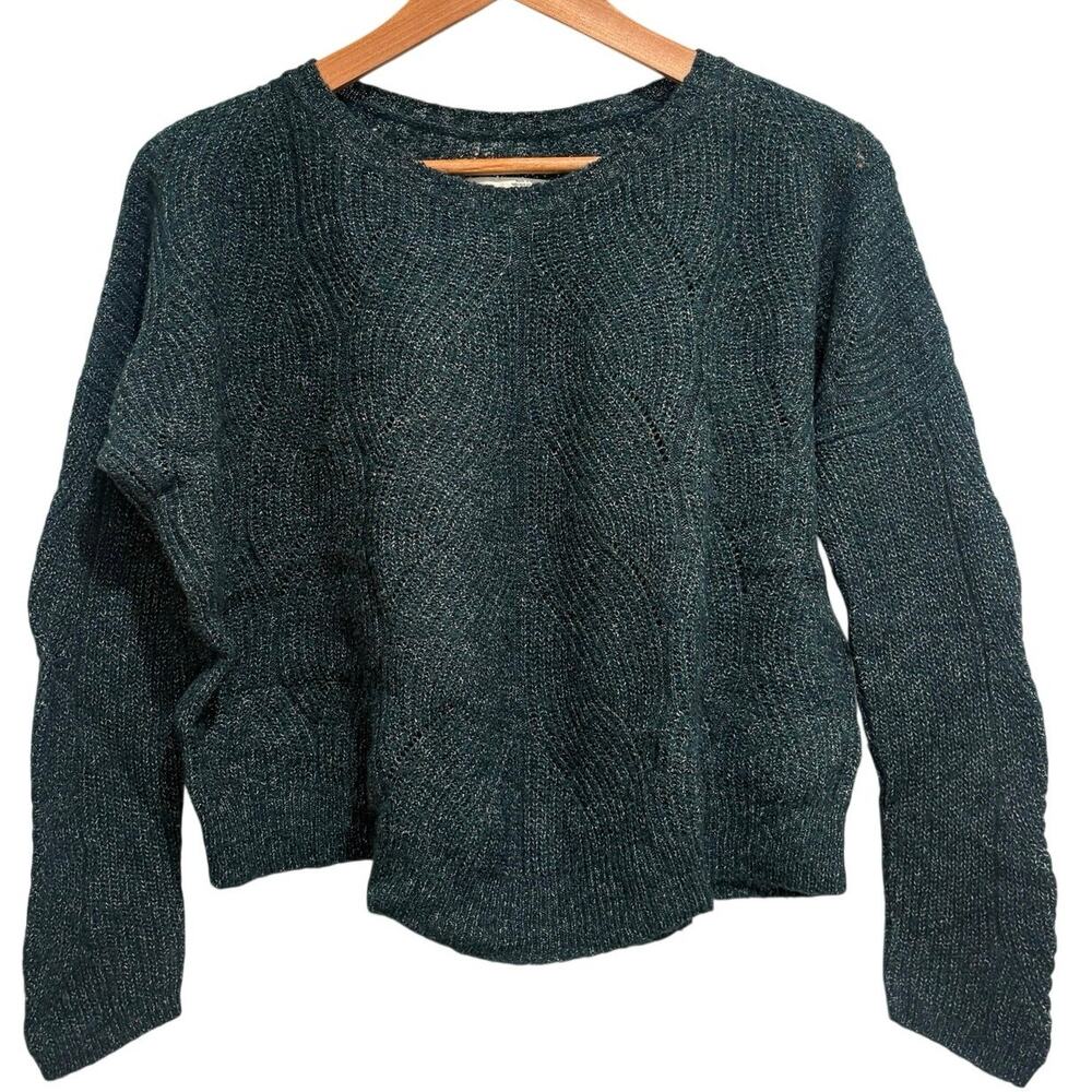 Anthropologie Keely Cable Knit Sweater in hunter/evergreen Womens Small
